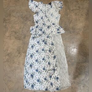 Floral Lace Panel Midi Dress